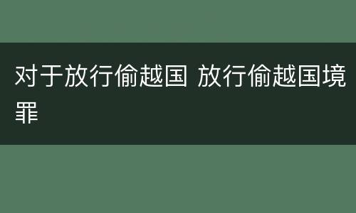 对于放行偷越国 放行偷越国境罪
