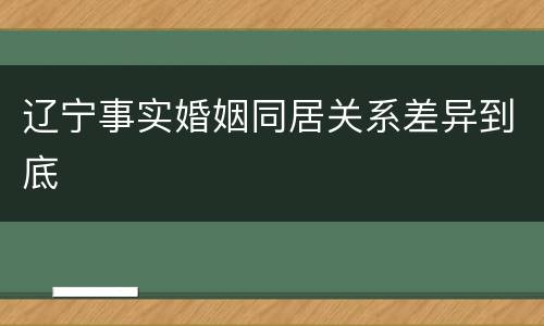 辽宁事实婚姻同居关系差异到底