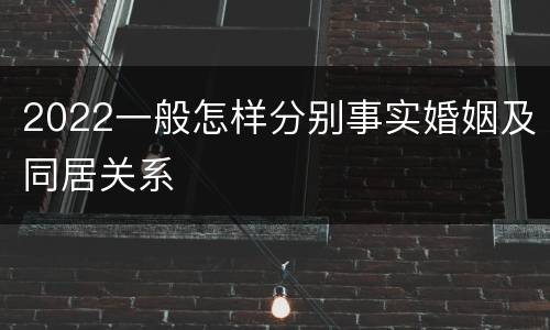 2022一般怎样分别事实婚姻及同居关系