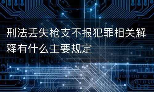 刑法丢失枪支不报犯罪相关解释有什么主要规定