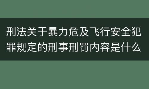 刑法关于暴力危及飞行安全犯罪规定的刑事刑罚内容是什么