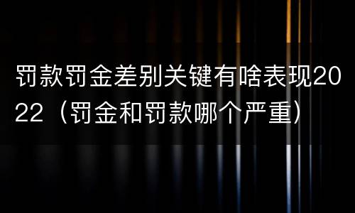 罚款罚金差别关键有啥表现2022（罚金和罚款哪个严重）