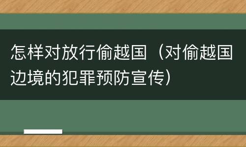 怎样对放行偷越国（对偷越国边境的犯罪预防宣传）