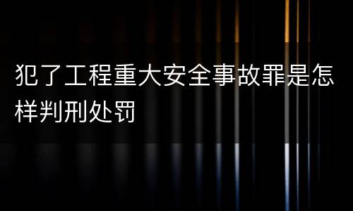 犯了工程重大安全事故罪是怎样判刑处罚