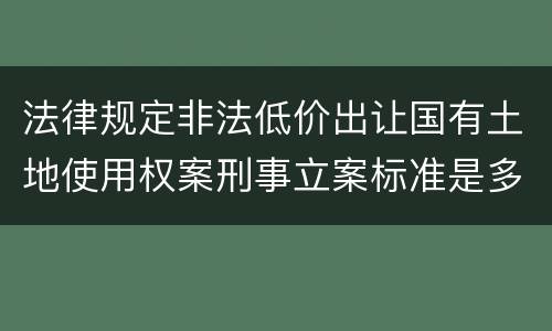 法律规定非法低价出让国有土地使用权案刑事立案标准是多少