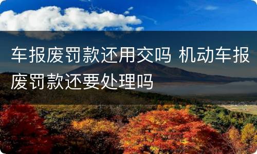 车报废罚款还用交吗 机动车报废罚款还要处理吗
