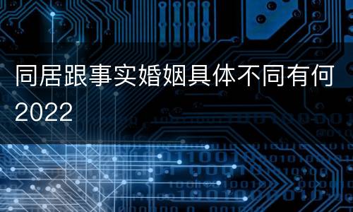 同居跟事实婚姻具体不同有何2022