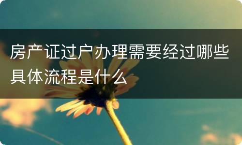 房产证过户办理需要经过哪些具体流程是什么