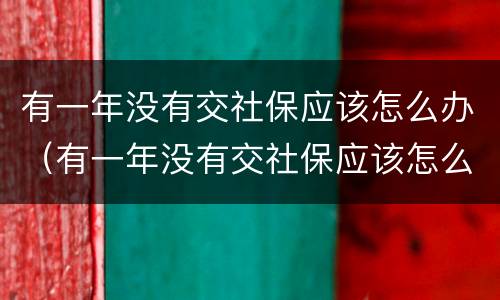 有一年没有交社保应该怎么办（有一年没有交社保应该怎么办理）