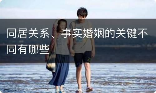 同居关系、事实婚姻的关键不同有哪些