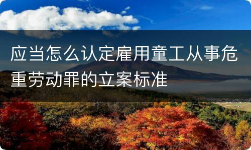 应当怎么认定雇用童工从事危重劳动罪的立案标准