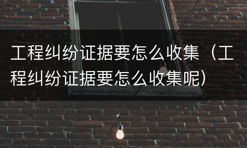 工程纠纷证据要怎么收集（工程纠纷证据要怎么收集呢）
