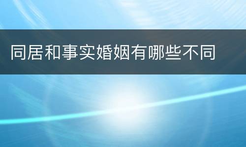 同居和事实婚姻有哪些不同