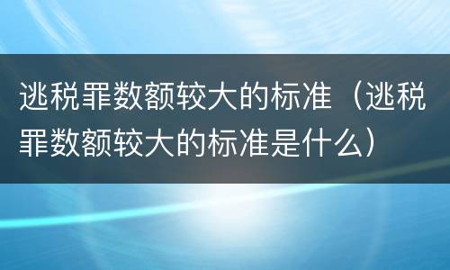 逃税罪数额较大的标准（逃税罪数额较大的标准是什么）