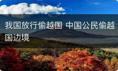 我国放行偷越国 中国公民偷越国边境