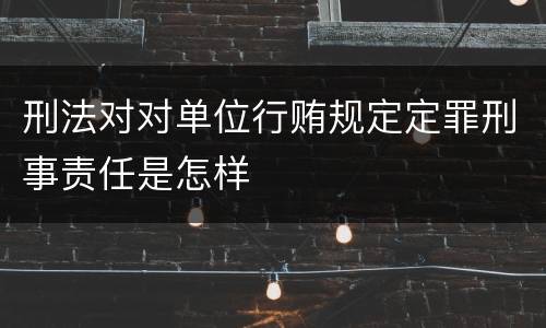 刑法对对单位行贿规定定罪刑事责任是怎样