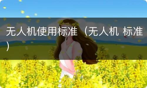 无人机使用标准（无人机 标准）