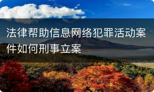 法律帮助信息网络犯罪活动案件如何刑事立案