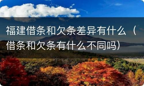 福建借条和欠条差异有什么（借条和欠条有什么不同吗）