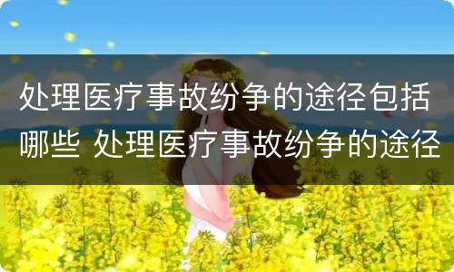 处理医疗事故纷争的途径包括哪些 处理医疗事故纷争的途径包括哪些方面