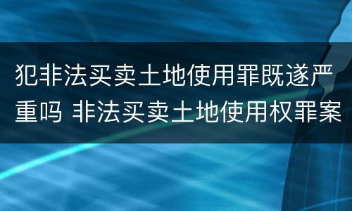 犯非法买卖土地使用罪既遂严重吗 非法买卖土地使用权罪案例