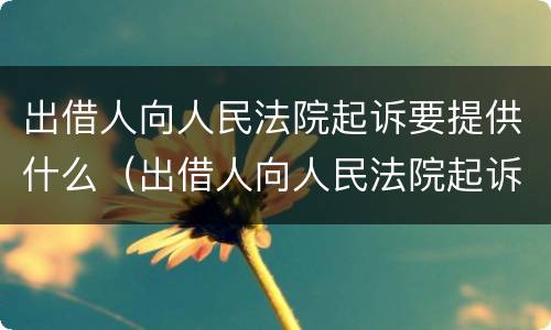 出借人向人民法院起诉要提供什么（出借人向人民法院起诉要提供什么资料）
