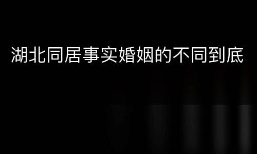 湖北同居事实婚姻的不同到底