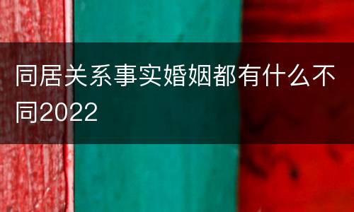 同居关系事实婚姻都有什么不同2022