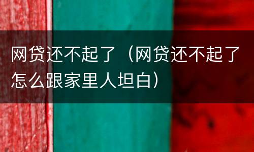 网贷还不起了（网贷还不起了怎么跟家里人坦白）