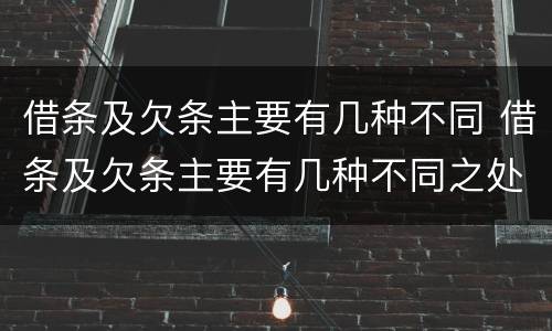 借条及欠条主要有几种不同 借条及欠条主要有几种不同之处