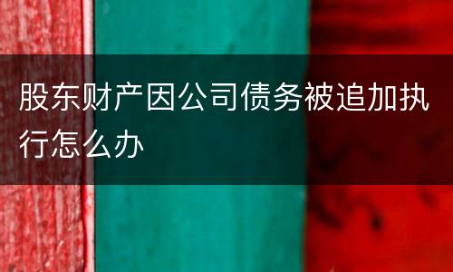股东财产因公司债务被追加执行怎么办