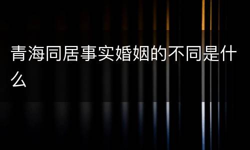 青海同居事实婚姻的不同是什么