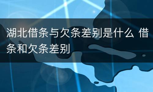 湖北借条与欠条差别是什么 借条和欠条差别
