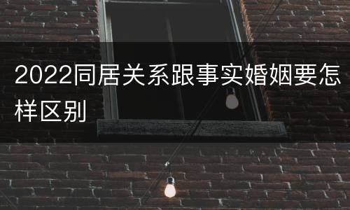 2022同居关系跟事实婚姻要怎样区别