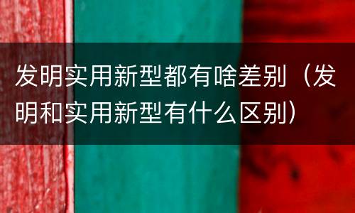 发明实用新型都有啥差别（发明和实用新型有什么区别）