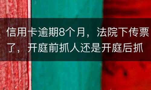信用卡逾期8个月，法院下传票了，开庭前抓人还是开庭后抓人