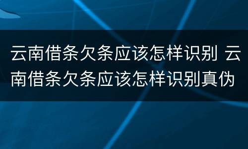 云南借条欠条应该怎样识别 云南借条欠条应该怎样识别真伪