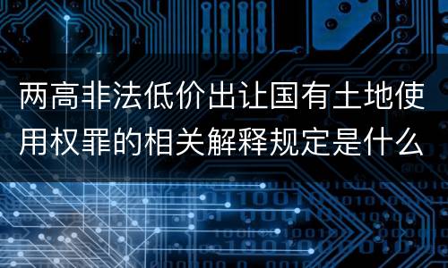 两高非法低价出让国有土地使用权罪的相关解释规定是什么