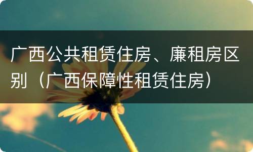 广西公共租赁住房、廉租房区别（广西保障性租赁住房）