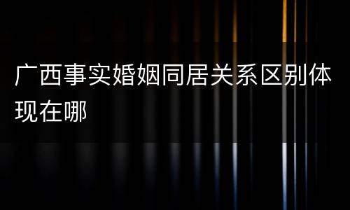 广西事实婚姻同居关系区别体现在哪