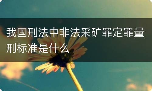 我国刑法中非法采矿罪定罪量刑标准是什么