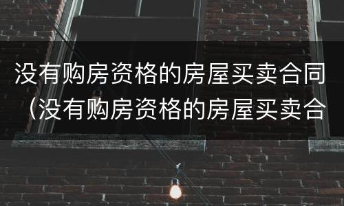 没有购房资格的房屋买卖合同（没有购房资格的房屋买卖合同怎么写）