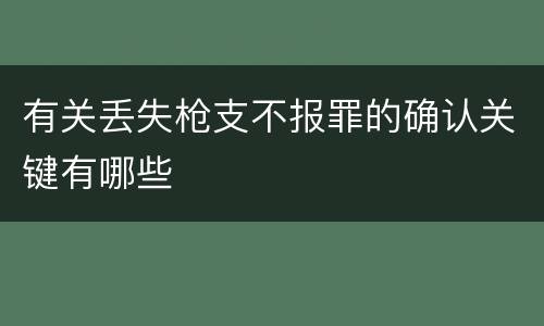 有关丢失枪支不报罪的确认关键有哪些