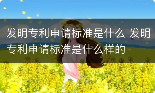 发明专利申请标准是什么 发明专利申请标准是什么样的