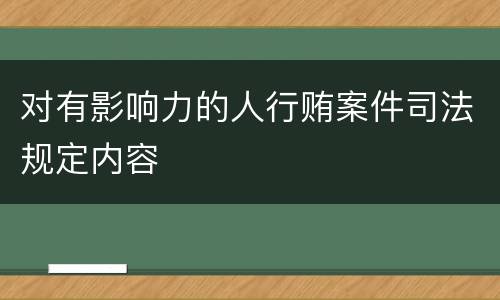 对有影响力的人行贿案件司法规定内容