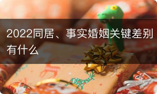 2022同居、事实婚姻关键差别有什么