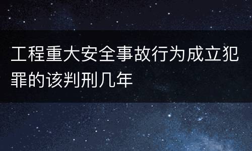 工程重大安全事故行为成立犯罪的该判刑几年