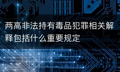 两高非法持有毒品犯罪相关解释包括什么重要规定