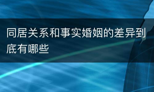 同居关系和事实婚姻的差异到底有哪些