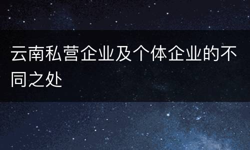 云南私营企业及个体企业的不同之处